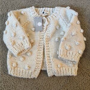 Popcorn cream knit cardigan - little girls ages 4-6 years